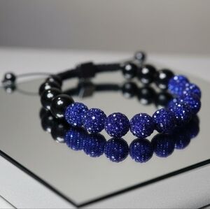 Shamballa Style Blue Crystal Adjustable Bracelet